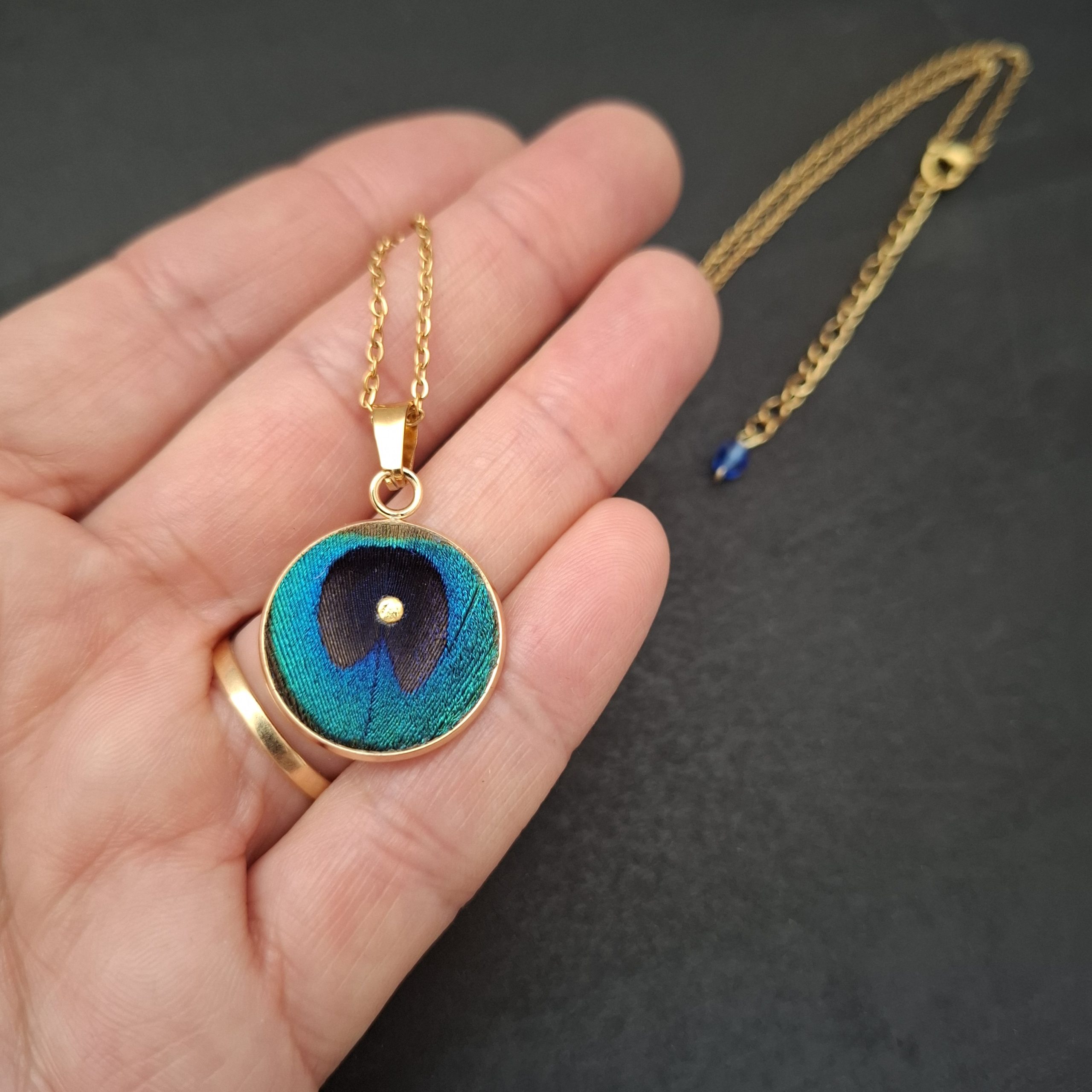Pendentif Paon - Touche or 20mm